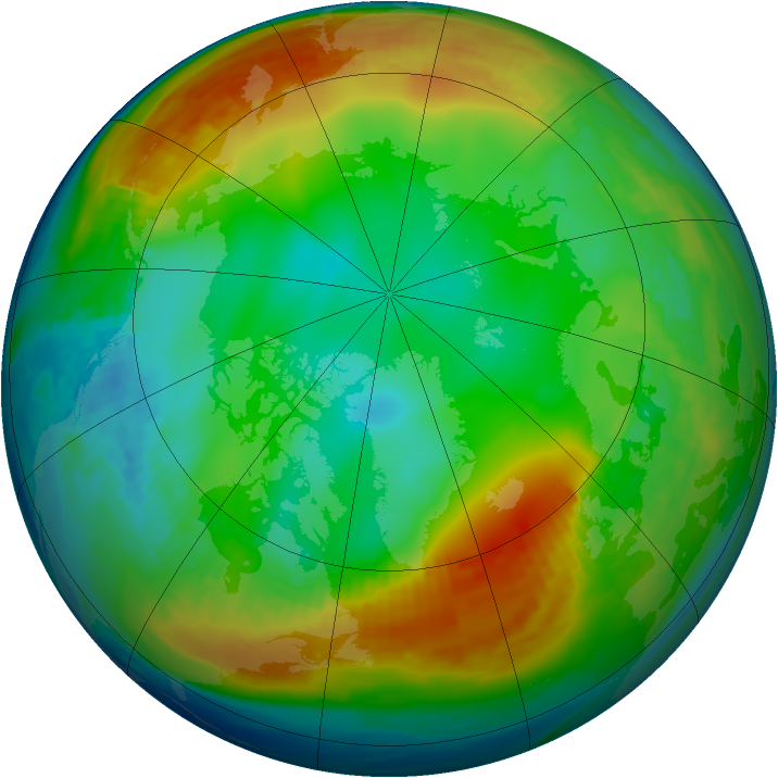 Arctic ozone map for 21 December 1985